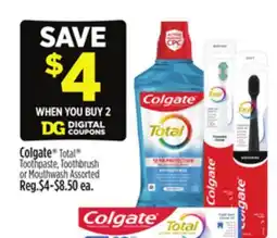 Dollar General Colgate Total Toothpaste, Toothbrush or Mouthwash offer