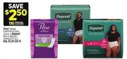 Dollar General Poise , Depend offer