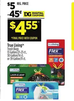 Dollar General True Living Trash Bags offer