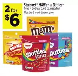 Dollar General Starburst , M & M' s or Skittles Grab N Go Bags offer