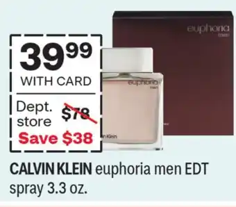 CVS CALVIN KLEIN euphoria men EDT spray 3.3 oz offer