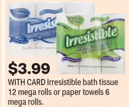 CVS Irresistible bath tissue 12 mega rolls or paper towels 6 mega rolls offer