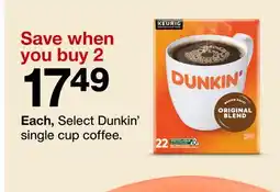 Target Select Dunkin' single cup coffee offer
