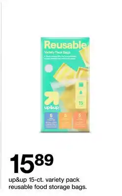 Target up&up 15-ct. variety pack reusable food storage bags offer