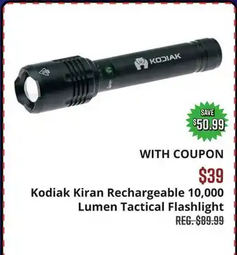 Big 5 Kodiak Kiran Rechargeable 10,000 Lumen Tactical Flashlight offer