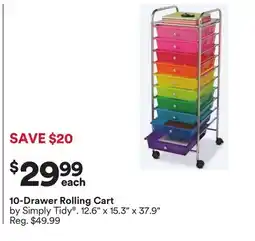 Michaels 10-Drawer Rolling Cart by Simply Tidy offer