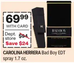 CVS CAROLINA HERRERA Bad Boy EDT spray 1.7 oz offer