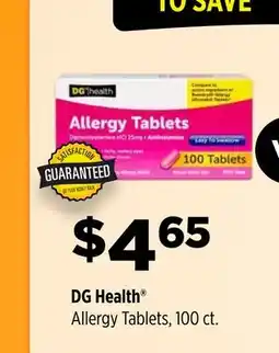Dollar General DG Health Allergy Tablets offer