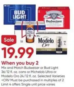Stater Bros Mix and Match Budweiser or Bud Light offer
