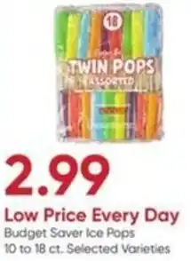 Stater Bros Low Budget Saver Ice Pops offer