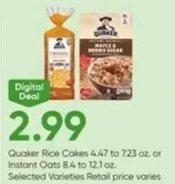 Stater Bros Quaker Rice Cakes or Instant Oats offer