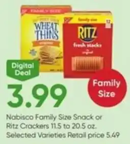 Stater Bros Nabisco Family Size Snack or Ritz Crackers offer