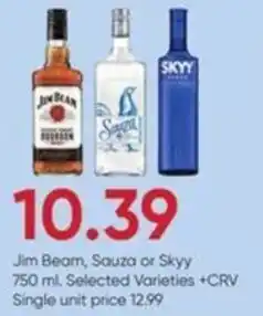Stater Bros Jim Beam, Sauza or Skyy offer