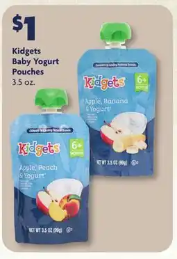 Family Dollar Kidgets Baby Yogurt Pouches offer