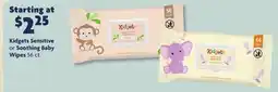Family Dollar Kidgets Sensitive or Soothing Baby Wipes offer