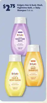 Family Dollar Kidgets Hair & Body Wash, Nighttime Bath, or Baby Shampoo offer