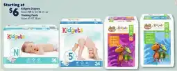 Family Dollar Kidgets Diapers Sizes NB-5, 24-36 ct. or Training Pants Sizes 4T-5T, 18 ct offer