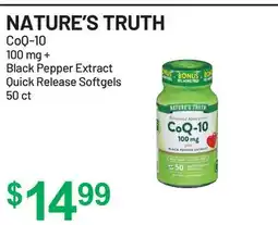 Health Mart NATURE'S TRUTH CoQ-10 100 mg + Black Pepper Extract Quick Release Softgels offer