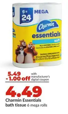 Hy-Vee Charmin Essentials bath tissue offer
