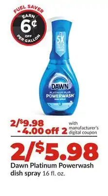 Hy-Vee Dawn Platinum Powerwash dish spray offer