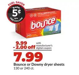 Hy-Vee Bounce or Downy dryer sheets offer