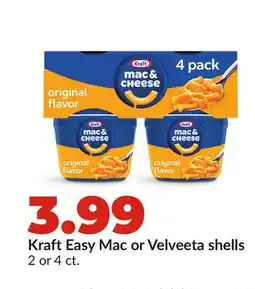 Hy-Vee Kraft Easy Mac or Velveeta shells offer
