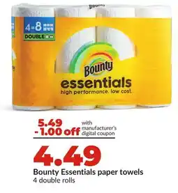 Hy-Vee Bounty Essentials paper towels offer