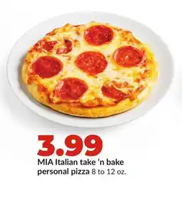Hy-Vee MIA Italian take 'n bake personal pizza offer