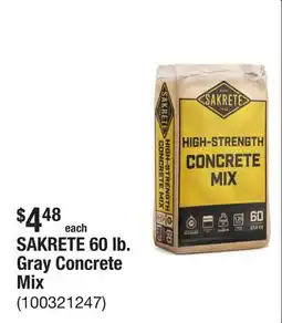 The Home Depot SAKRETE 60 lb. Gray Concrete Mix offer