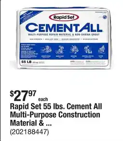 The Home Depot Rapid Set 55 lbs. Cement All Multi-Purpose Construction Material & Non-Shrink Grout offer