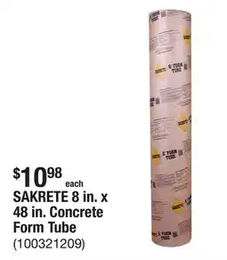 The Home Depot SAKRETE 8 in. x 48 in. Concrete Form Tube offer
