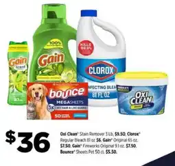 Dollar General Oxi Clean Stain Remover and Clorox Regular Bleach offer