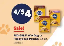 Family Dollar PEDIGREE Wet Dog or Puppy Food Pouches offer