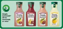 Dollar Tree Simply Lemonade 52 - oz. Lemonade or Juice offer