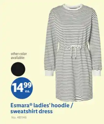 Lidl Esmara ladies' hoodie/sweatshirt dress offer