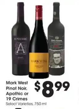 Kroger Mark West Pinot Noir, Apothic or 19 Crimes offer