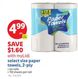 Lidl select size paper towels, 2-ply offer