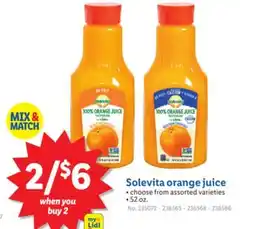 Lidl Solevita orange juice offer