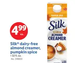 Lidl Silk dairy-free almond creamer, pumpkin spice offer