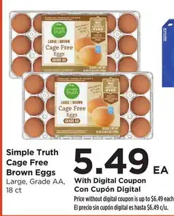 Food 4 Less Simple Truth Cage Free Brown Eggs offer