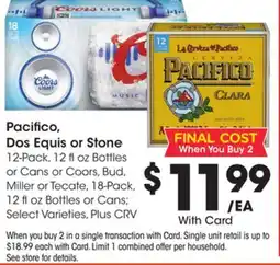 Ralphs Pacifico, Dos Equis or Stone offer