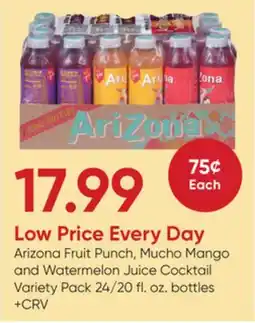 Stater Bros Arizona Fruit Punch, Mucho Mango and Watermelon Juice Cocktail Variety Pack offer