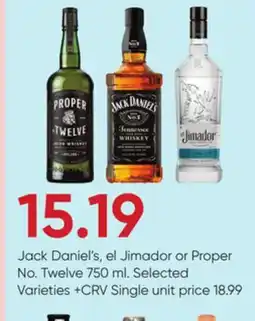 Stater Bros Jack Daniel's, el Jimador or Proper No. Twelve offer