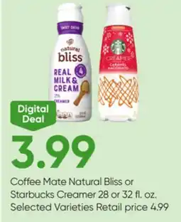Stater Bros Coffee Mate Natural Bliss or Starbucks Creamer offer