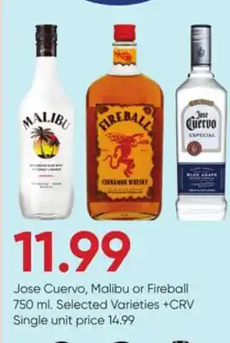 Stater Bros Jose Cuervo, Malibu or Fireball offer