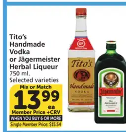 Albertsons Tito's Handmade Vodka or Jägermeister Herbal Liqueur offer