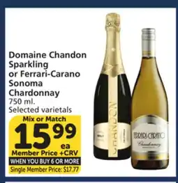 Albertsons Domaine Chandon Sparkling or Ferrari-Carano Sonoma Chardonnay offer