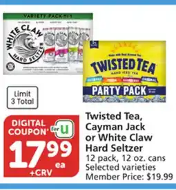 Vons Twisted Tea, Cayman Jack or White Claw Hard Seltzer offer