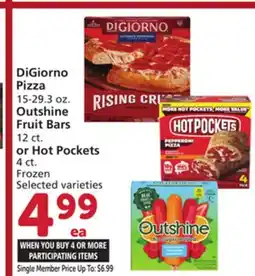 Albertsons DiGiorno Pizza 15-29.3 oz. Outshine Fruit Bars 12 ct. or Hot Pockets 4 ct. Frozen offer