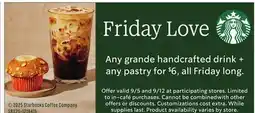 Albertsons Any grande handcrafted drink + any pastry offer